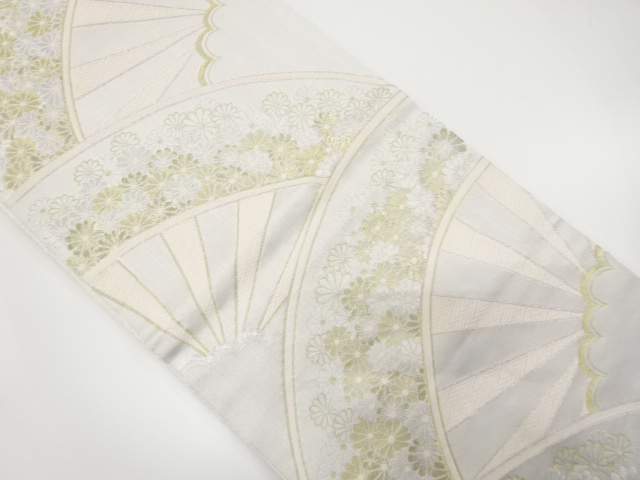 アンティーク　片輪車に菊尽くし模様織り出し袋帯（着用可）